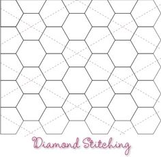 the diamond stitching pattern is shown in pink and white, with text on it