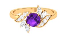 Product Details Every moment of yours is worth celebrating, so why not celebrate it with an alluring fine jewelry. This Amethyst Engagement Ring is exactly what your are looking for your partner, Round Amethyst and Marquise Diamond is held in Claw Setting and Round Diamond is held in prong setting are featured in leaf pattern. Show your love to your partner with this Vintage Amethyst Ring. Product Information SKU SHP-RINGS0821201919 Width 4 mm Height 12 mm Weight 2.80 gm (Approximate) AMETHYST I Formal Purple Birthstone Ring With Prong Setting, Formal Purple Diamond Birthstone Ring, Purple Diamond Ring With Diamond Accents For Anniversary, Purple Diamond Ring With Accents For Anniversary, Dazzling Purple Rings For Anniversary, Purple Birthstone Ring With Diamond Accents For Anniversary, Anniversary Purple Birthstone Ring With Diamond Accents, Purple Diamond Ring For Anniversary, Purple Brilliant Cut Diamond Ring Gift