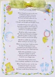 a poem written in the shape of a baby's footprints with a yellow bow