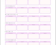 the printable weekly planner is shown in pink