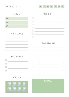 a printable meal planner with the words'to do list'in green and white