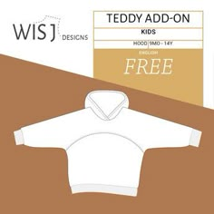 an image of a child's hoodie with the words teddy add on it