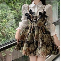 #aesthetic Puff Sleeve Shirt, Camisole Dress, Fairytale Dress, Color Shirt, Two Piece Dress, Preppy Style, Shirt Top, Pretty Dresses, Classy Outfits