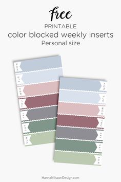 the printable color blocked weekly inserts are shown in two different colors, and one is