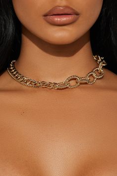 Available In Gold. Layered Necklace Various Chain Design Toggle Closure Imported | Different Vibes Necklace in Gold by Fashion Nova Gold Statement Choker, Gold Bold Choker Necklace, Luxury Gold Choker For Fashion Statement, Gold Tarnish-resistant Chain Choker Necklace, Luxury Gold Plated Statement Choker, Petite Women, Gold Fashion, Accessories Necklace, Halloween Women