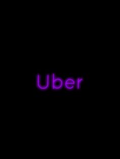 the word'uber'is lit up in purple neon lights on a black background