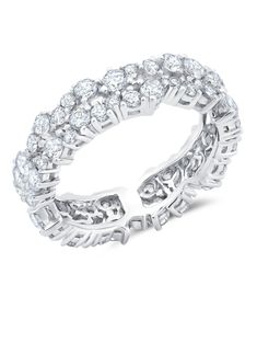 Cluster Small Eternity Ring Finished in Pure Platinum - CRISLU Baguette Eternity Band, 3 Stone Rings, Eternity Band Ring, Bridal Bracelet, Ring Pendant Necklace, Platinum Ring, Eternity Band, Pendant Bracelet, Cluster Ring