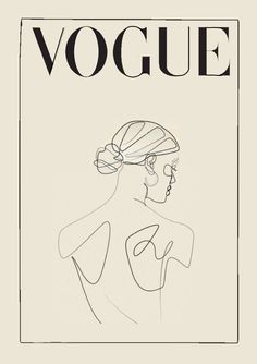 a drawing of a woman with a bun in her hair and the words voque on it