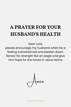 a prayer for your husband's health