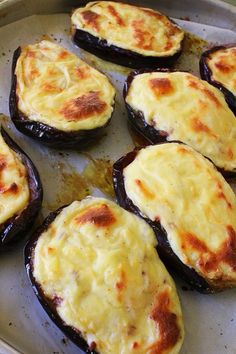 baked eggplant on a baking pan ready to be eaten