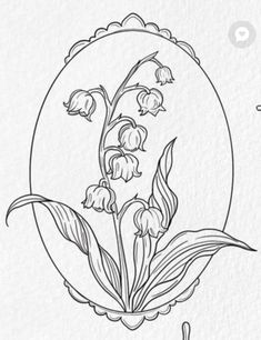 a drawing of some flowers in a frame