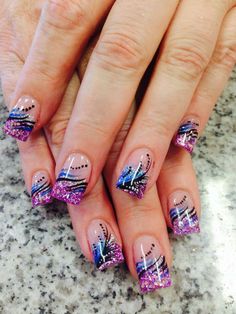 Stunning Acrylic Nails Nails Pretty, Colorful Nail, Finger Nails, Blue Nail Designs, Best Nail Art Designs, Best Nail Art