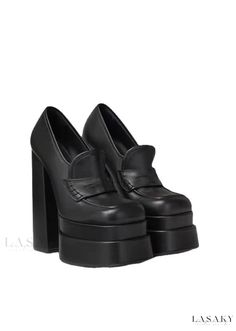 Lasaky - Womens Fashion Waterproof Platform High Heels with Chunky Heels, Pointed Toe, and Shallow Mouth Design Mode Grunge Hipster, Mary Jane Platform Shoes, Mode Hippie, Dr Shoes, Platform High Heel Shoes, Gogo Boots, High Heel Platform, Chunky High Heels