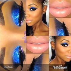 . Blue Makeup Looks, Birthday Makeup, Glitter Eye, Beauty Make-up, Makijaż Smokey Eye, Trendy Makeup, Blue Eyeshadow, Beat Face