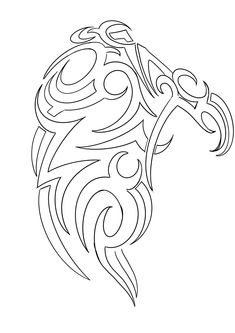 a drawing of a horse's head with swirly lines on the back and sides