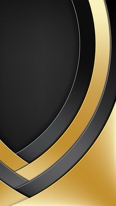 an abstract black and gold background with curved lines in the center, as well as two circles