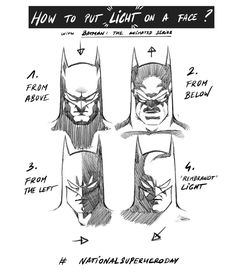 an image of batman's face and head with the words how to put light on a