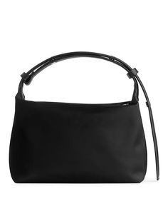 Leather-Detailed Crossbody Bag - Black - ARKET WW Nylon Satchel With Detachable Strap In Tote Shape, Nylon Tote Satchel With Detachable Strap, Nylon Top Handle Bag With Detachable Handle, Functional Evening Shoulder Bag With Detachable Handle, Modern Nylon Shoulder Bag With Leather Handles, Nylon Satchel Shoulder Bag With Detachable Strap, Nylon Satchel With Detachable Strap, Modern Nylon Satchel With Removable Pouch, Modern Nylon Satchel Shoulder Bag