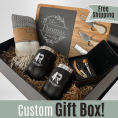 the gift box is filled with personal items for him and her to give as gifts