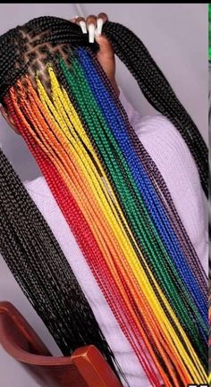 Pride Box Braids, Rainbow Braids For Black Women, Rainbow Knotless Braids, Pride Braids, Colorful Knotless Braids, Box Braids Rainbow, Rainbow Box Braids, Pride Hairstyles, Long Braids Hairstyles