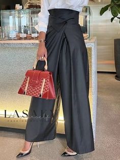 Lasaky - Urban High Waist Plain Long Pants: Stylishly Loose and Straight Women Blouses Fashion, Trousers Pants, Loose Blouse, Type Of Pants, Pants Straight, Straight Pants, Pants Trousers, Look Chic, Polished Look