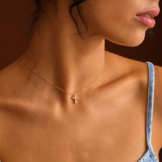 14K Gold Cross Necklace, Box Chain Cross Necklace, Religious Jewelry, Dainty Necklace, Gift for Her, Christmas Gift DETAILS: ♥ All of our products are handmade. ♥ All your orders are shipped in a minimalist gift box. ♥ We use High Quality 925K Sterling Silver  ♥ 14K Gold Filled and Rose Gold Filled (0.5micron) in all of our products. ♥ This love minimalist cross necklace will accompany your sparkle and will be a very special gift on special occasions such as mother's day, birthday, graduations, Minimalist Cross Pendant Jewelry Gift, Simple Cross Jewelry For Gifts, Minimalist Gold Jewelry With Gift Box, Minimalist Clavicle Chain Jewelry For Birthday Gift, Minimalist Clavicle Chain Jewelry As Birthday Gift, Minimalist Charm Necklaces, Simple Clavicle Chain Jewelry For Gifts, Simple Clavicle Chain Jewelry As Gift, Dainty Gold Cross Necklace