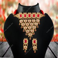 This is a stunning handmade necklace perfect for high end Jewelry Collector, a keeper in Traditional Vintage Indian/Pakistani Bridal jewelry and a Luxury Gift for your Daughter, Sister or Wife on Wedding or Anniversary. Perfect for any type of occasions, weddings And celebrations and a beautiful & memorable gift for weddings and special occasions. Description  Item Code:- M 22kt Gold Plated Rajwada Necklace Set Necklace Measures- Adjustable with a Dori/Cord Earring Measures- 56x19mm approx Quantity- One Necklace Set Please see more different designs here:- https://www.etsy.com/in-en/shop/LUCKYJEWELSART?ref=seller-platform-mcnav I make every item of my collection with a lot of love and care, I pay attention to every detail.  You are more than welcome to contact me for any question you may h Pink Stone Necklace, Temple Necklace, Pakistani Bridal Jewelry, High End Jewelry, Zircon Necklace, Set Necklace, Bridesmaid Necklace, Vintage Indian, Wedding Jewellery Necklace