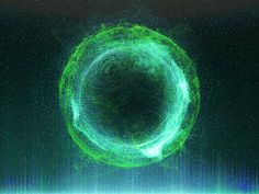 an abstract green circle on a black background