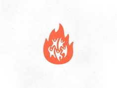 an orange fire with flames coming out of it's sides on a white background