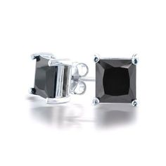 This beautiful pair of stud earrings features Black Diamonds. PRODUCT INFORMATION Metal Content : 14k Metal Color : White Gold Style : Stud Earrings STONE INFORMATION Total Carat Weight : 0.25 Princess Cut Stud Earrings, Black Diamond Earrings Studs, Black Diamond Studs, Princess Earrings, Unisex Earrings, Square Stud Earrings, Black Stud Earrings, Stud Earrings For Men, Jewelry Mens