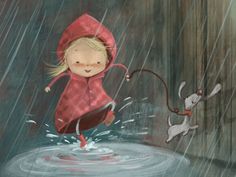 Art Et Illustration, Dancing In The Rain, Art And Illustration, الرسومات اللطيفة, Bob Marley, Rumi, Whimsical Art, In The Rain, Rainy Days