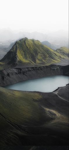 a lake surrounded by mountains in the middle of nowhere