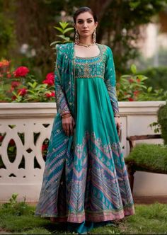 Beautiful Pakistani Dresses, Embroidered Bodice, Minimal Look