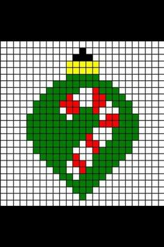 a cross stitch christmas ornament in green and red