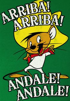 an animal wearing a sombrero and holding a sign that says arriba arriba