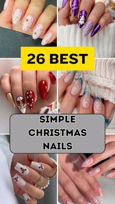 Classic Christmas Nails Classy, Easy Holiday Nails, Classy Nail Ideas, Simple French Tips, Simple Christmas Nails, Holiday Nails Easy, White Nails With Gold, Festive Nails, Red And Gold Nails