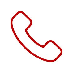 a red phone icon with a curved line on the bottom right hand corner and an arrow in the middle