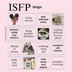 #mbti #isfpmoodboard #moodboard #esfp #estp #infp #bingo #bingogame #enfp #isfj #viralpost #aesthetic #aesthetictumblr #blowthisup Infp Bingo, Isfp Relationships, Intj Problems, Bingo Sets, Bingo Night, Infp Personality, Mbti Relationships, Introvert Humor, Infp T