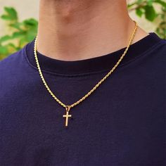 Precio bajo con envío gratis para usuario nuevo. Wolf Pictures, Rope Chain Necklace, Men's Jewelry, Rope Chain, Cross Pendant, Gold Pendant, Pendant Jewelry, Mens Jewelry