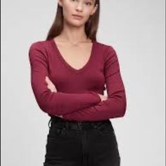 New With Tags Gap Modern V-Neck Long Sleeve T-Shirt Color: Secret Plum Purple Fitted Silhouette Hugs Your Curves. Hits At The Hip. Finely Ribbed Supima-Modal Blend. Long Sleeves. V-Neck. #905050 58% Cotton, 39% Modal, 3% Spandex Machine Wash. Imported. J Crew Banana Republic Athleta Lululemon Lilly Pulitzer James Perse Plum Aubergine Fall V-neck T-shirt, Trendy V-neck T-shirt For Fall, Trendy Long Sleeve Tops By Gap, Trendy Long Sleeve Tops From Gap, Trendy Long Sleeve Gap Tops, Trendy Stretch Tops By Gap, Trendy Stretch Tops From Gap, Casual Layering Tops By Gap, Gap Crew Neck Tops For Fall