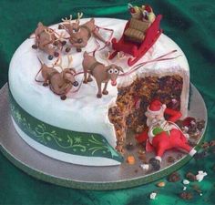 there is a christmas cake on the table