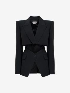 Slashed Tailored Jacket in Black | Alexander McQueen US Leather Denim, Tailored Jacket, Denim Top, Fashion Details, Designer Outfits Woman, Designing Women, Alexander Mcqueen, Alexander