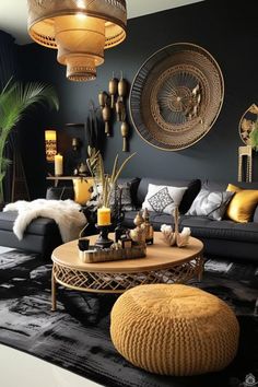 a living room filled with furniture and decor