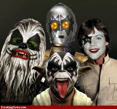 three people in costumes with faces painted like star wars characters