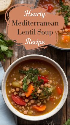 Hearty Mediterranean lentil soup topped with herbs in a bowl. Mediterranean Lentil Soup, Best Lentil Soup, Southern Style Collard Greens, Best Lentil Soup Recipe, Beef Tenderloin Recipes, Collard Greens Recipe, Lentil Soup Recipe, Lentil Soup Recipes, Brown Lentils