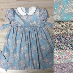 Fitted Blue Dress With Doll Collar, Blue Doll Collar Summer Dress, Blue Summer Dress With Doll Collar, Cute Blue Dress With Peter Pan Collar, Floral Easter Dress, Peterpan Collar, Dress Peter Pan Collar, London Kids, Hunter Green Dresses