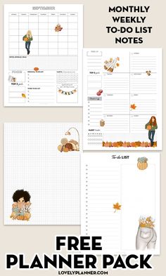 the free planner pack is full of fall activities