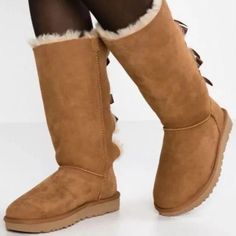 Ugg Chesnut Bailey Bow Tall Ii Boots Size 6 In Chestnut Suede Gently Used Original Box Is Not Included Tall Ugg, Ugg Bailey, Shoes Ugg, Bailey Bow, Womens Uggs, Winter Rain, Ugg Shoes, Christmas List, Chestnut