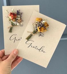 two handmade greeting cards with flowers on them