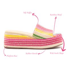 With a playful sensibility, we designed the Alex Sandal as Summer's ode to ease. With a rainbow motif and a flatform base, this slide will bring an element of whimsy to any outfit. Makeup Travel Case, Jennifer Fisher, Boot Pumps, Pumps Flat, Sandals For Sale, Pump Sandals, Beauty Accessories, Travel Case, Platform Sandals